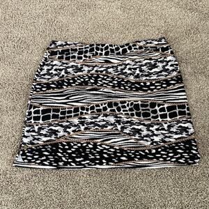 EP Pro Skort Black & White Animal Print Gold Chain‎ Pull-On Pockets Women's 2XL